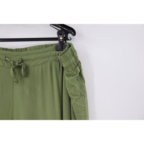 torrid pants women's 2 relaxed Taper challis high rise tie front green stretch - Picture 3 of 12